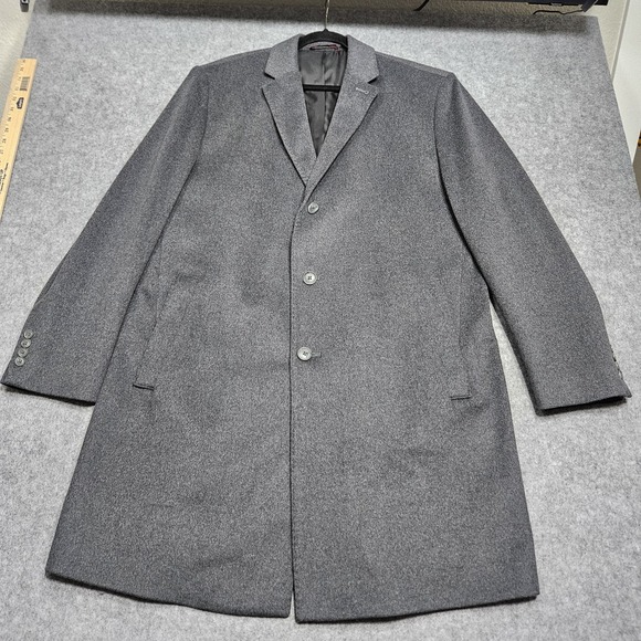 Pronto Uomo Men's Wool Blend Charcoal Trench Coat Size 48 Buttons - Picture 1 of 6